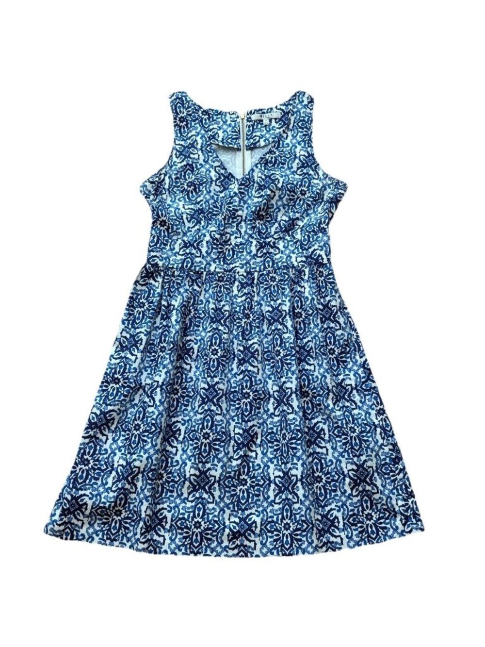 Milly for Design Nation Fit & Flare Size 8 Blue White Paisley Sleeveless Dress